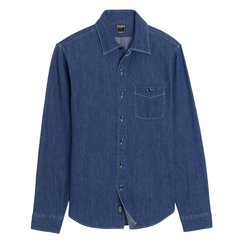Todd Snyder Shirt Mens Size 2XL Long Sleeve Denim Point Collar Indigo Blue NWT